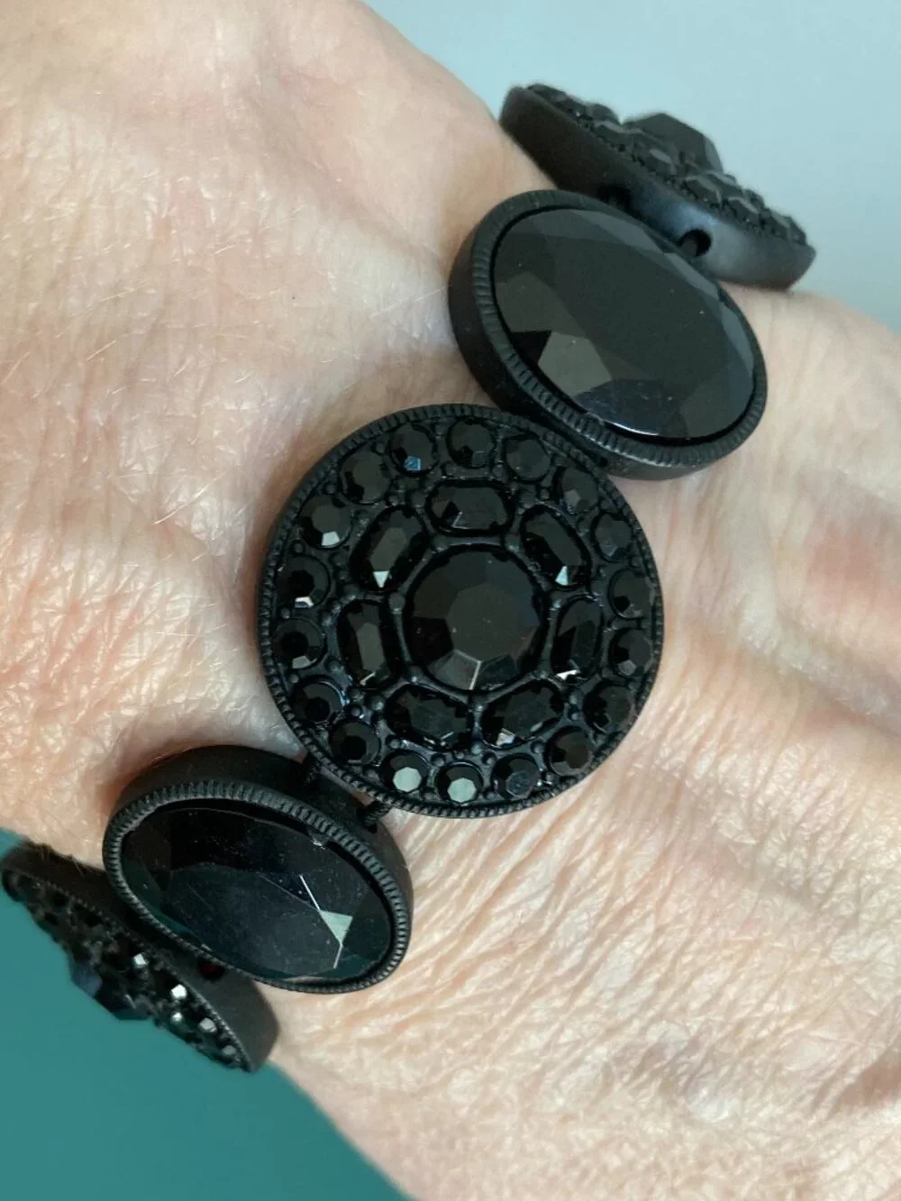 Black Rhinestone Stretch Bracelet VTG